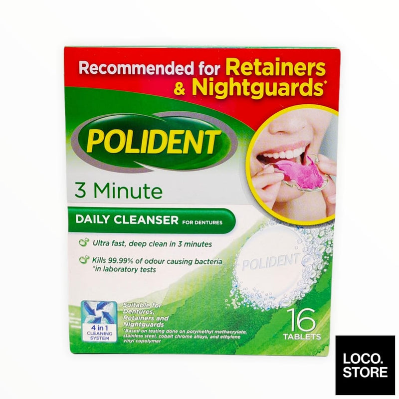 Polident 3 Minute Cleanser 16 Free 2 Tablets - Oral Hygiene