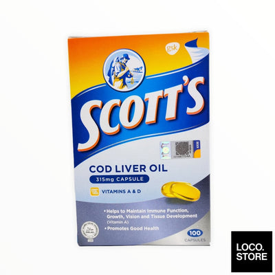 Scotts Cod Liver Oil 315mg Gel Capsules 100s - Health & 