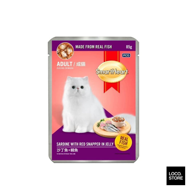 Smart Heart Cat Food Pouch Sardine With Red Snapper In Jelly