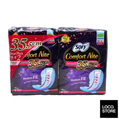 Sofy Body Fit Comfort Nite Slim Wing 35.5cm 16s Twin Pack - 