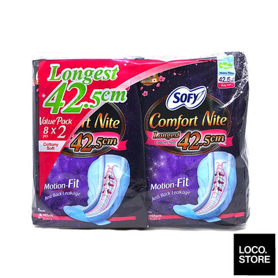 Sofy Body Fit Comfort Nite Slim Wing 42.5cm 8s Twin Pack - 