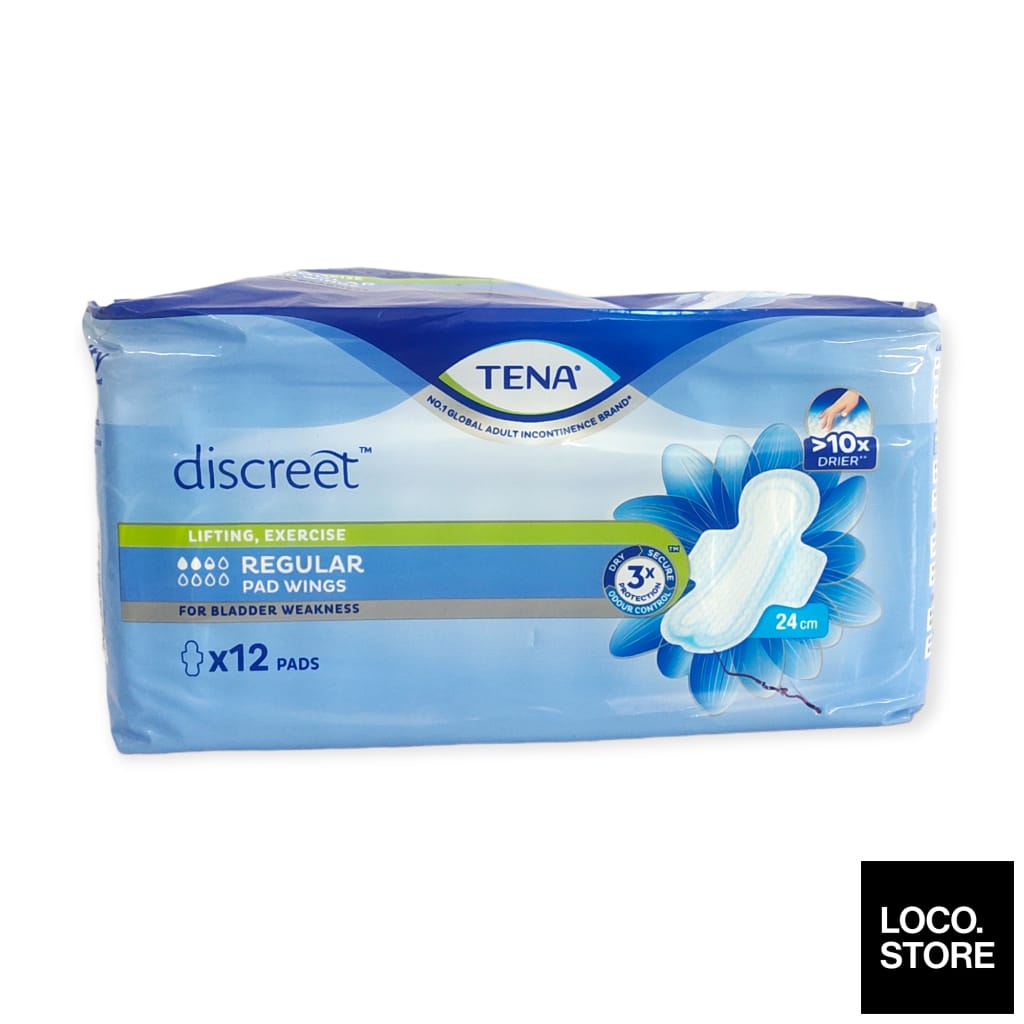 Tena Discreet Incontinence Pads Regular Wing 24cm 12s -