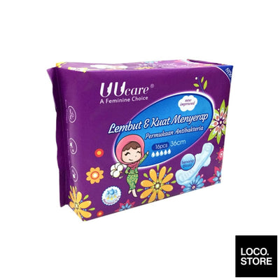 Young Girl Antibacterial Washable Pads Night 360mm 16 pads -